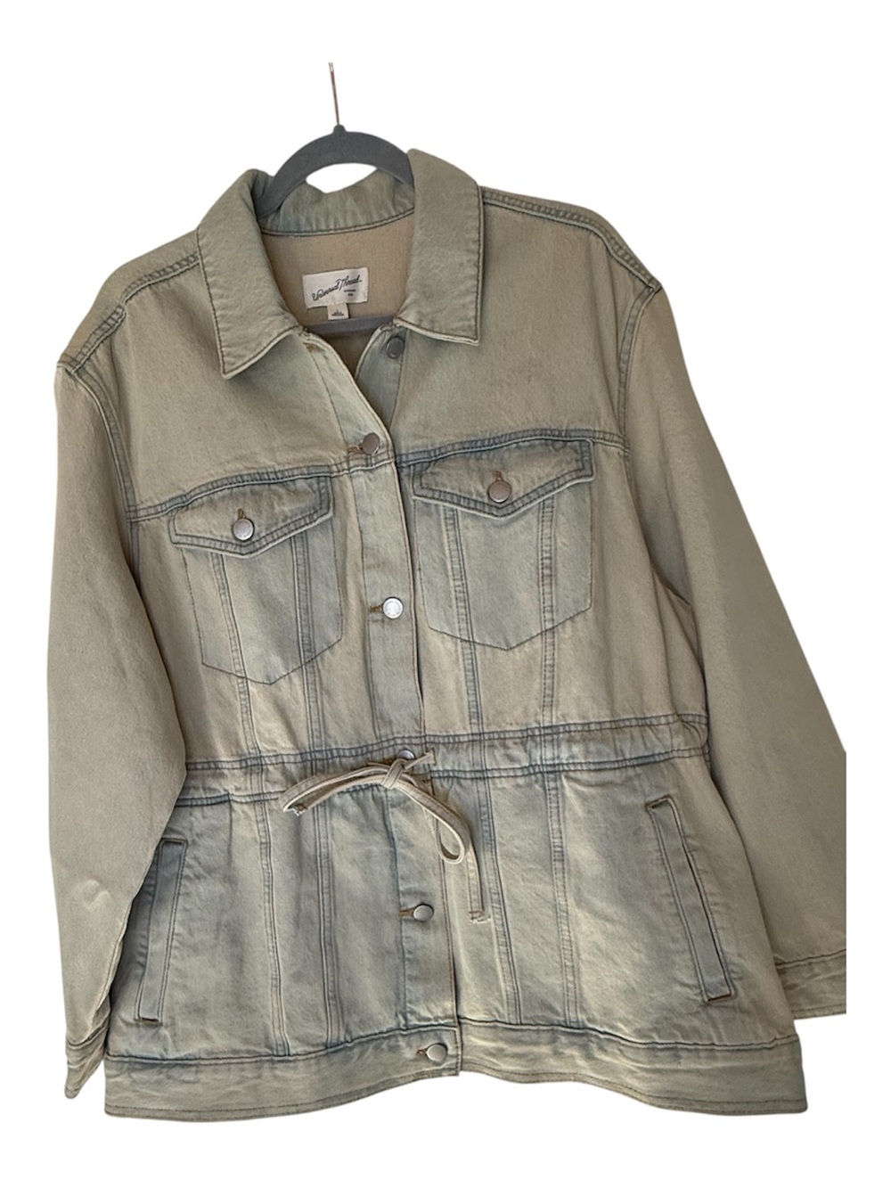 Universal Thread “Dirty” Blue Drawstring Jean Jacket - Women’s